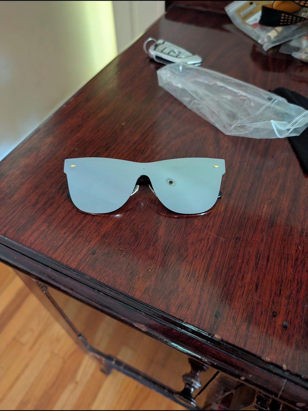 Rimless Mirror Lens Sunglasses - Silver Blue